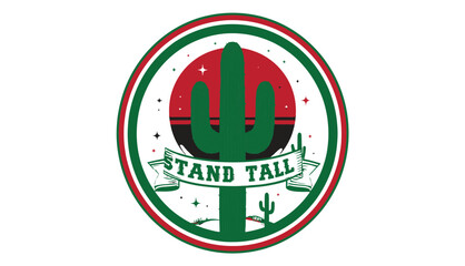 Standing Tall A Desert Iconography of Resilience and Growth with a Cactus Emblem and Inspiring Message