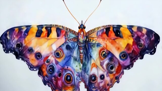 Watercolor butterfly with wings dissolving into air captures vibrant colors in motion