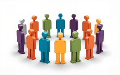 A circle of diverse, multicolored figures symbolizing unity and collaboration, standing together to represent the concept of DEI--Diversity, Equity, and Inclusion. High quality