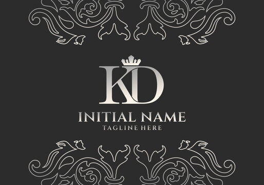KD Heritage Monogram Logo &ndash; Royal Crown Initial with Vintage Decorative Elements