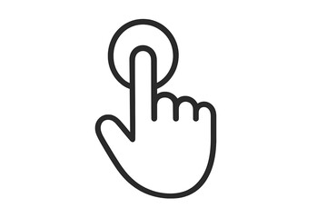 Obraz premium Outline icon of hand finger tapping or clicking a circular target