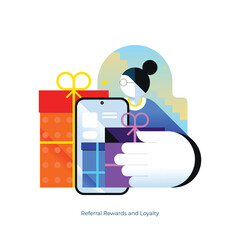 Referral Rewards and Loyalty Marketing Program, Refer a Friend Mobile Advertising Illustration