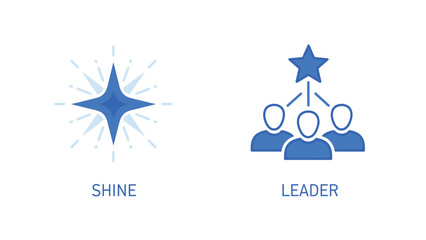 Vector illustration of Leadership concept with shining star guiding three people icons representing teamwork and excellence in business or organization