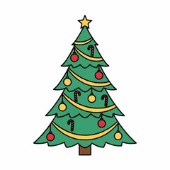 Festive Christmas Tree with Ornaments and Star Topper.