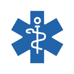 Star of life blue medical emergency solid vector icon