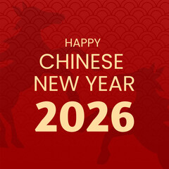 Happy Chinese new year 2026 , modern design set in red, gold and white colors , Year of the horse zodiac , Asia oriental traditional ornament, frame and border ,