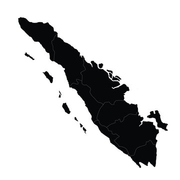 Sumatra Island Political Map Silhouette