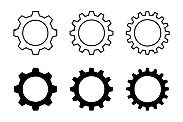 Pictogram and line editable stroke gear icons set. Vector