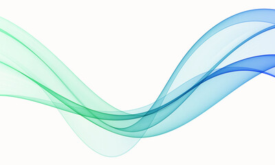 Abstract green and blue flowing wave on white background
