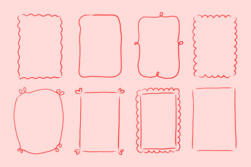 Hand draw whimsical coquette trendy frame collection.