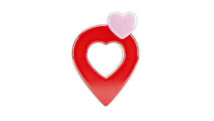 Fototapeta premium Heart Location Pin with Pink Heart Icon on White Background