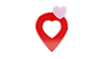 Heart Location Pin with Pink Heart Icon on White Background