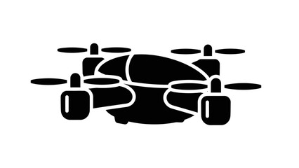Minimalist Black and White Illustration of a Drone with Four Propellers
