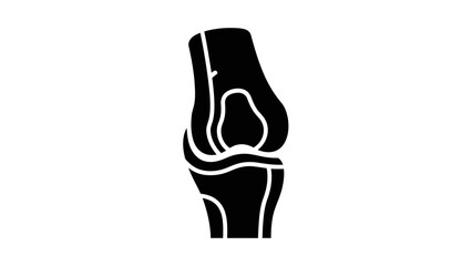 Minimalist Black and White Illustration of a Human Knee Joint for Medical or Educational Use