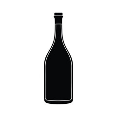 Silhouette Corked Wine Bottle With Label Vector Illustration