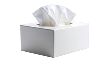 White box with tissues, a common household item, against a black background