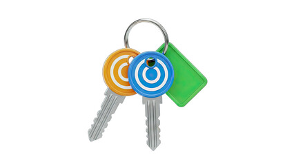 Colorful Keys on a Ring Isolated on White