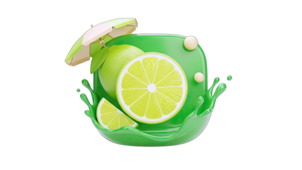 Lime with Splash and Umbrella - Refreshing Summer Concept