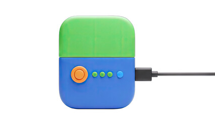 Colorful Power Bank Charging on White Background