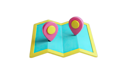 Map with Location Pins: Navigation and Travel Concept