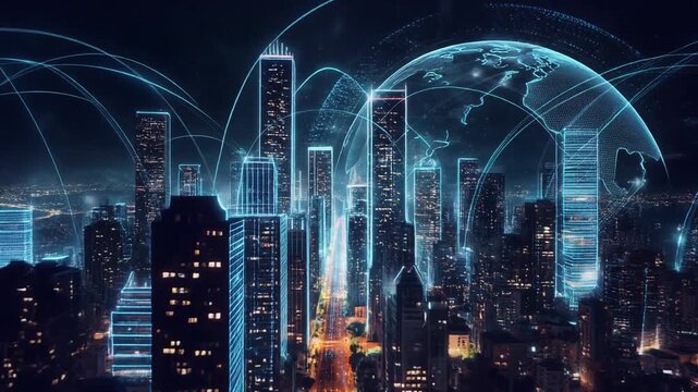 AI Managing Smart Cities Worldwide &mdash; Global Intelligent Urban Network and Future Technology Concept 4K Loop Animation