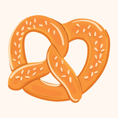 Heart Shaped Pretzel Illustration With Sesame Seeds For Valentines Day And Bakery Branding
