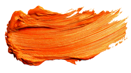 Thick textured orange paint stroke with visible brush texture for abstract backgrounds and creative projects conveying energy and vibrancy