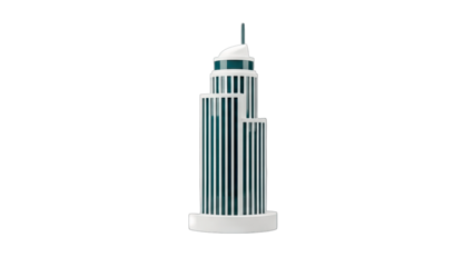 Modern Skyscraper Model on White Background