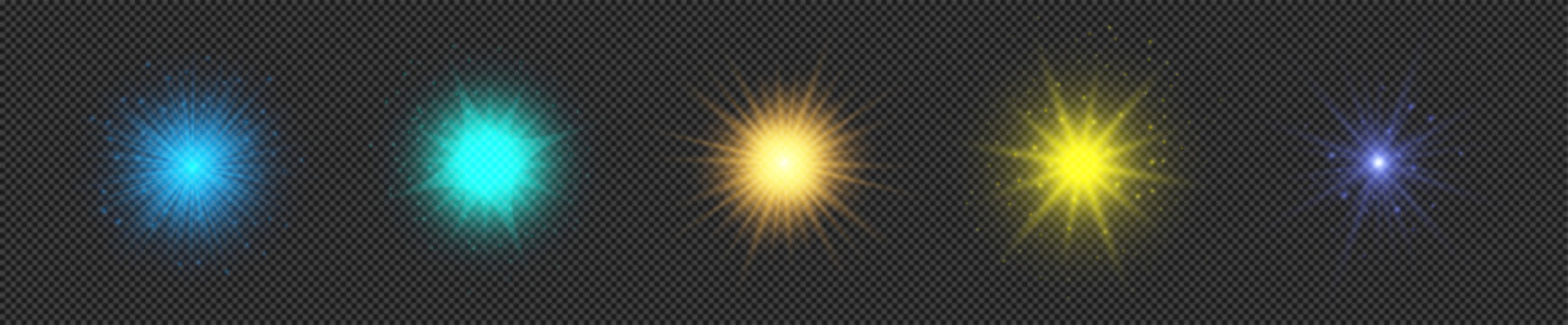 Set of light effects of lens flares