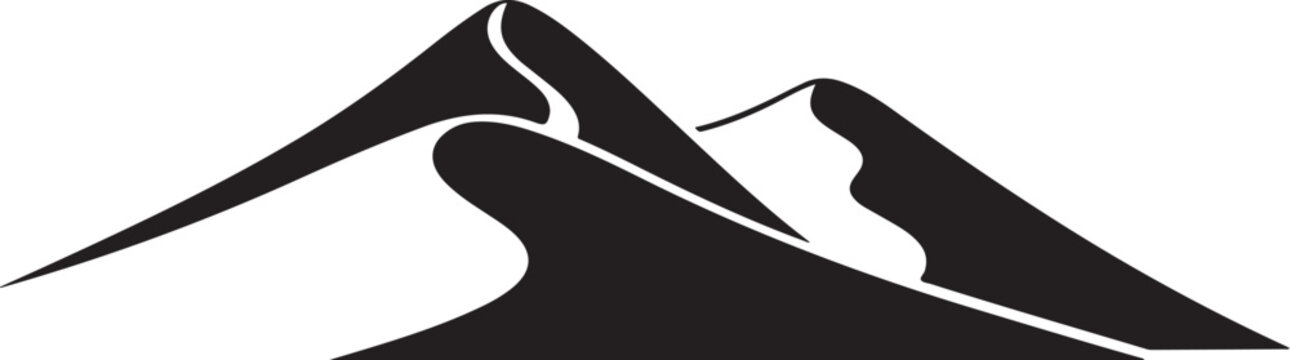 Stylized black and white desert dunes icon