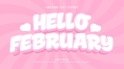 hello february editable text effect 3d vector