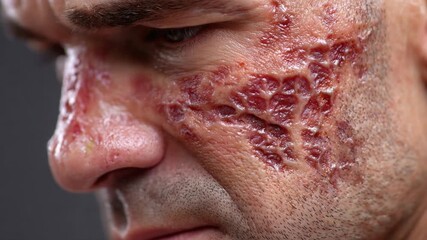 Wounds of Resilience: A close-up shot revealing a person's skin afflicted by visible wounds, conveying strength.