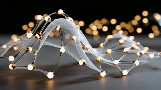 Abstract Network Visualization: This image showcases a complex network visualization, a representation of interconnected data points linked by lines, set against a dark background.