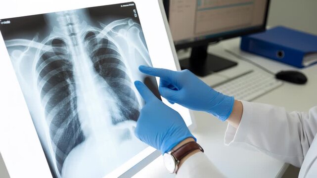 doctor examining x ray