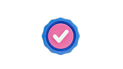 3D Checkmark Badge on White Background