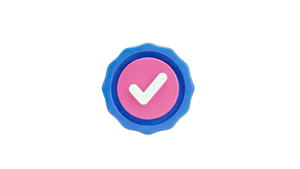 3D Checkmark Badge on White Background