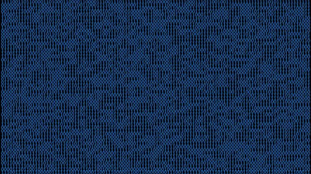 binary digital code abstract background with randomly changing zeros and ones,binary code representing data flow in a futuristic technology environment, Binary code numbers sequence animation