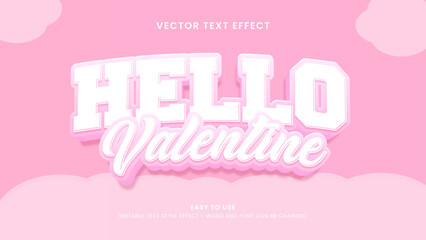 hello valentine editable text effect 3d vector