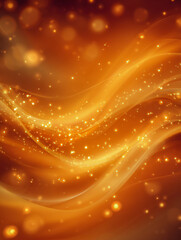 Obraz premium Warm glowing abstract background with flowing golden light waves and sparkling particles creating a magical festive atmosphere for celebrations and events