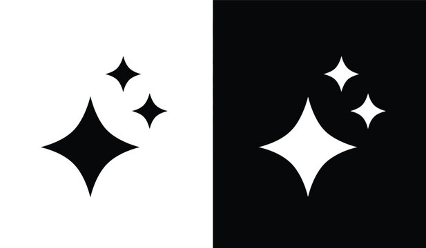 A striking visual composition features a stark black and white division with diamond shapes and sparkling starbursts throughout the design high quality professional