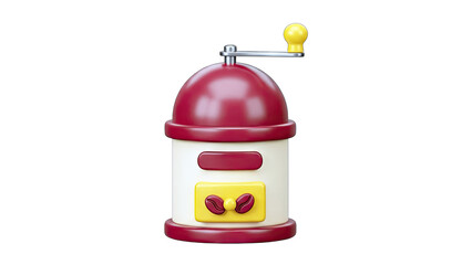 3D Coffee Grinder Illustration on White Background