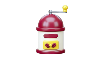 3D Coffee Grinder Illustration on White Background