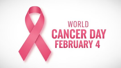 World Cancer Day Awareness Banner with Pink Ribbon Symbol