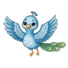 Exotic Peacock Bird Icon with Large Decorative Tail.