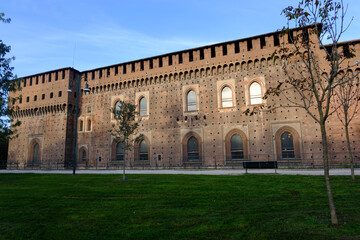 Fototapeta premium Autumn at Parco Sempione, Milan, with the Castello Sforzesco