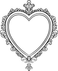 vintage heart-shaped frame outline vector illustration
