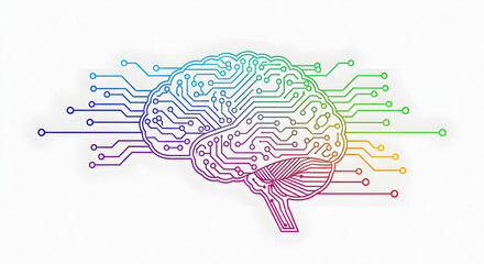 Brain with circuit board design.
