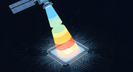 Colorful Light Beam from Satellite Device.