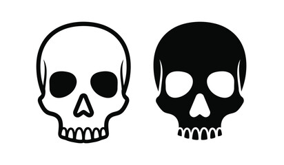 A stark depiction of two human skulls in black and white showcasing anatomical features and a somber visual representation of mortality high quality