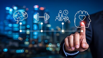 Business innovation and growth strategy concept with digital icons